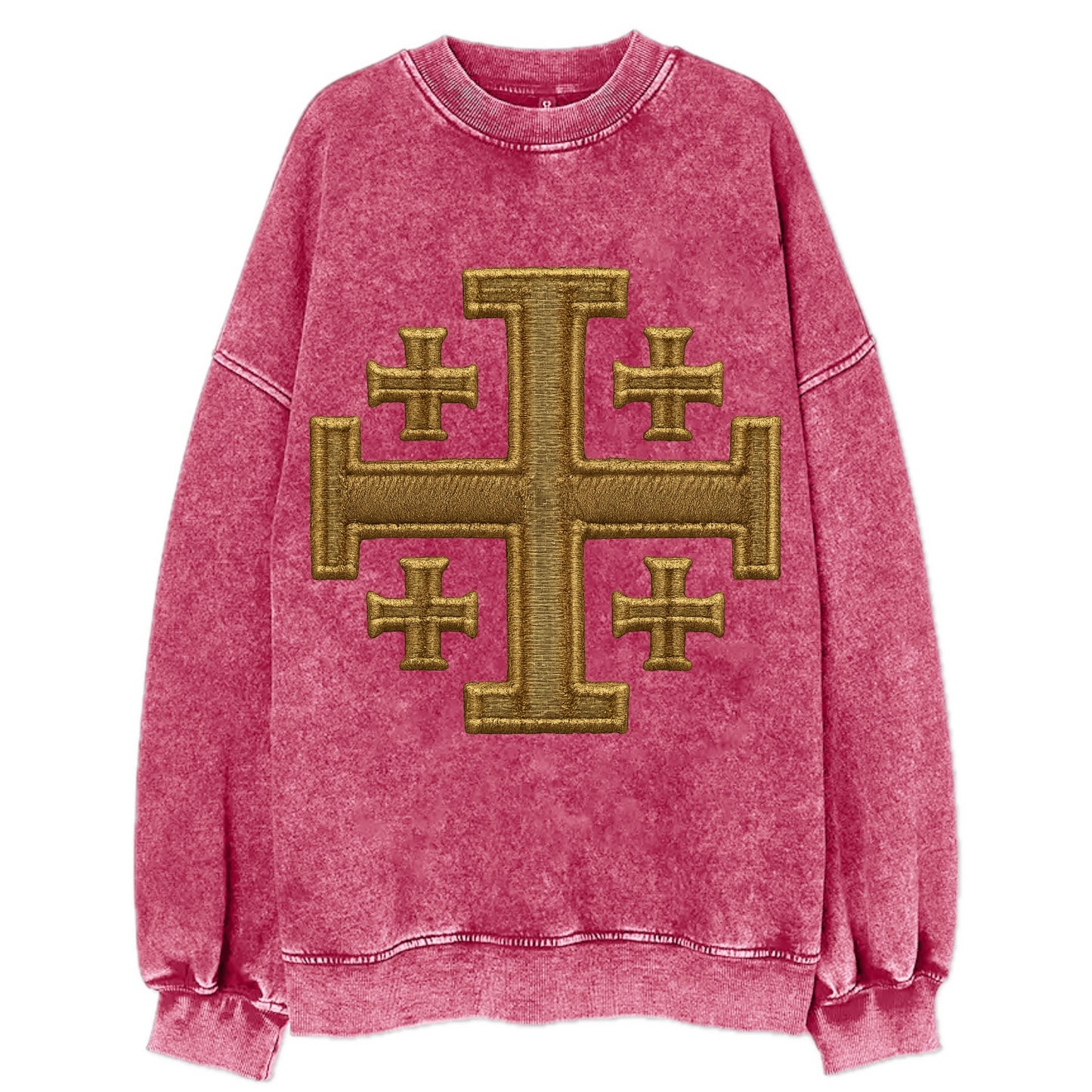 Jerusalem Cross  - Vintage Sweatshirt - Pink