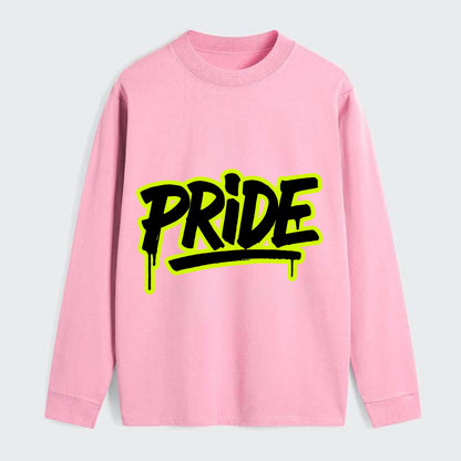 Bold typography design - "PRIDE" - dignified satisfaction, honor - Classic Long Sleeve Shirt - Pink