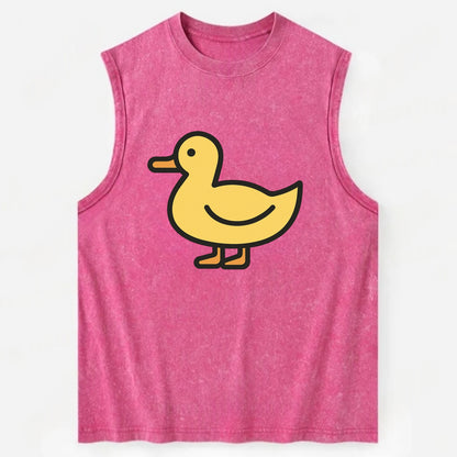 Duck - Yellow mallard flat side profile - Vintage Washed Tank - Pink