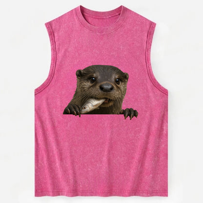 River Otter  - Vintage Washed Tank - Pink