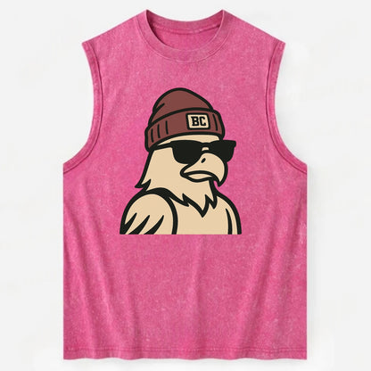 Chestnut Hill Eagle wearing Boston College beanie with BC patch - Vintage Washed Tank - Pink