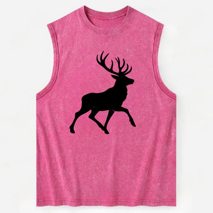 Deer with majestic antlers - Vintage Washed Tank - Pink
