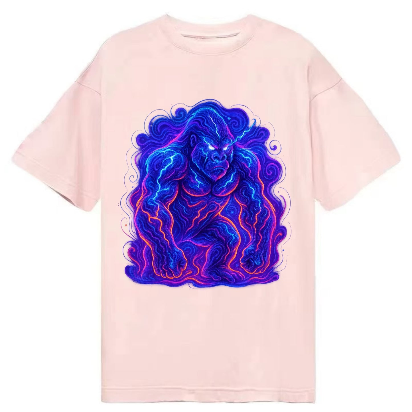 Mighty gorilla with electricity flowing through defined muscles, lightning bolt - Classic T-shirt - Pink