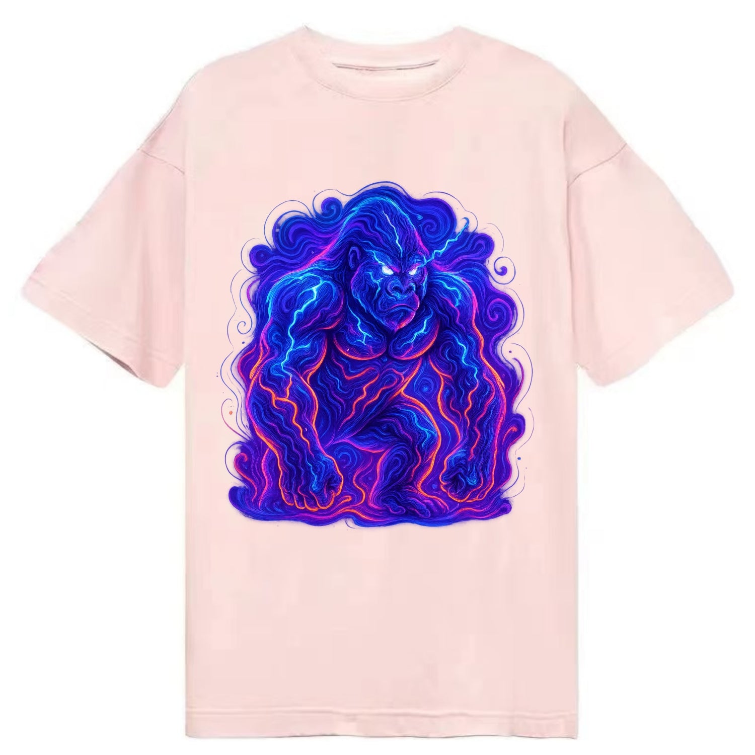 Mighty gorilla with electricity flowing through defined muscles, lightning bolt - Classic T-shirt - Pink