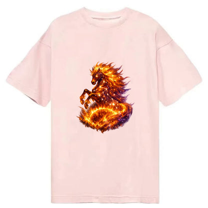 SOLAR FLARE | Horse emerging from the sun | Solar corona mane | Star power | - Classic T-shirt - Pink