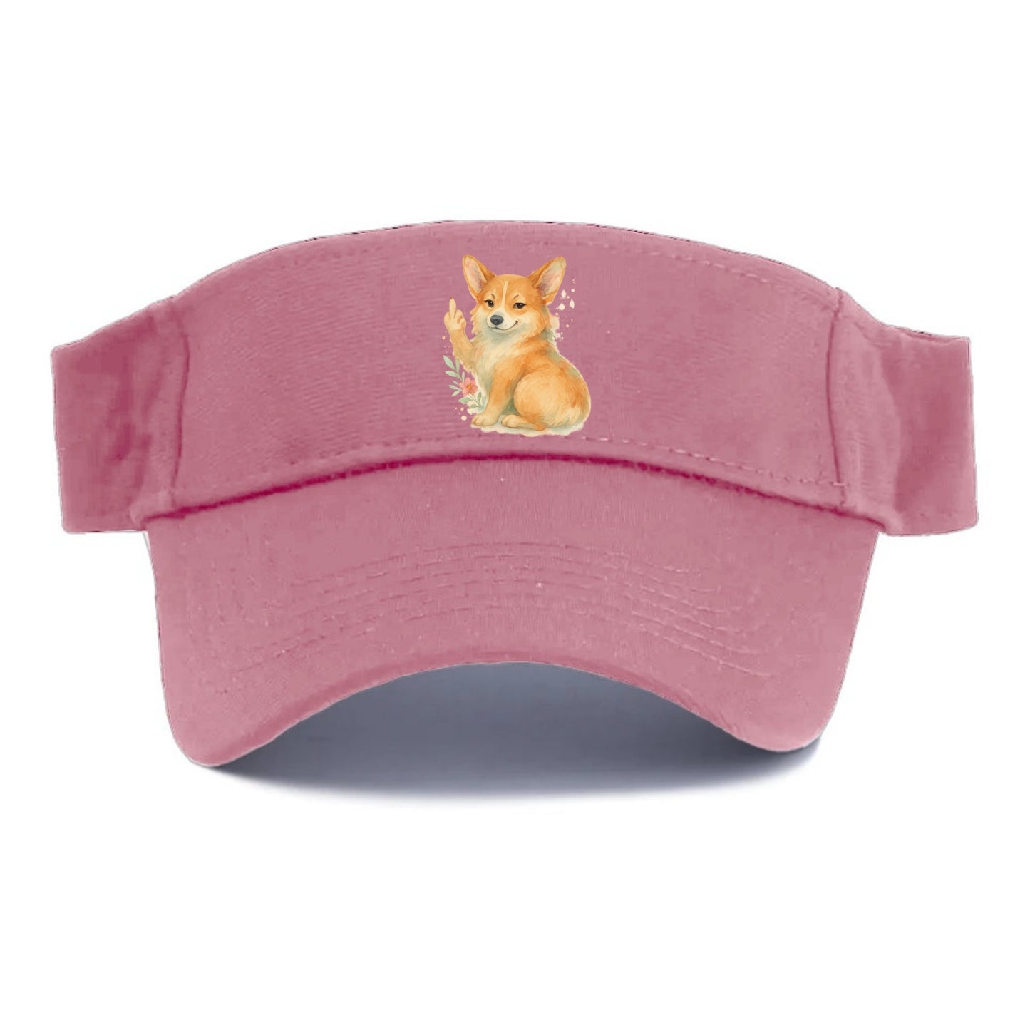 Corgi short legs and fluffy butt, one stubby paw up with sass - Visor - Pink