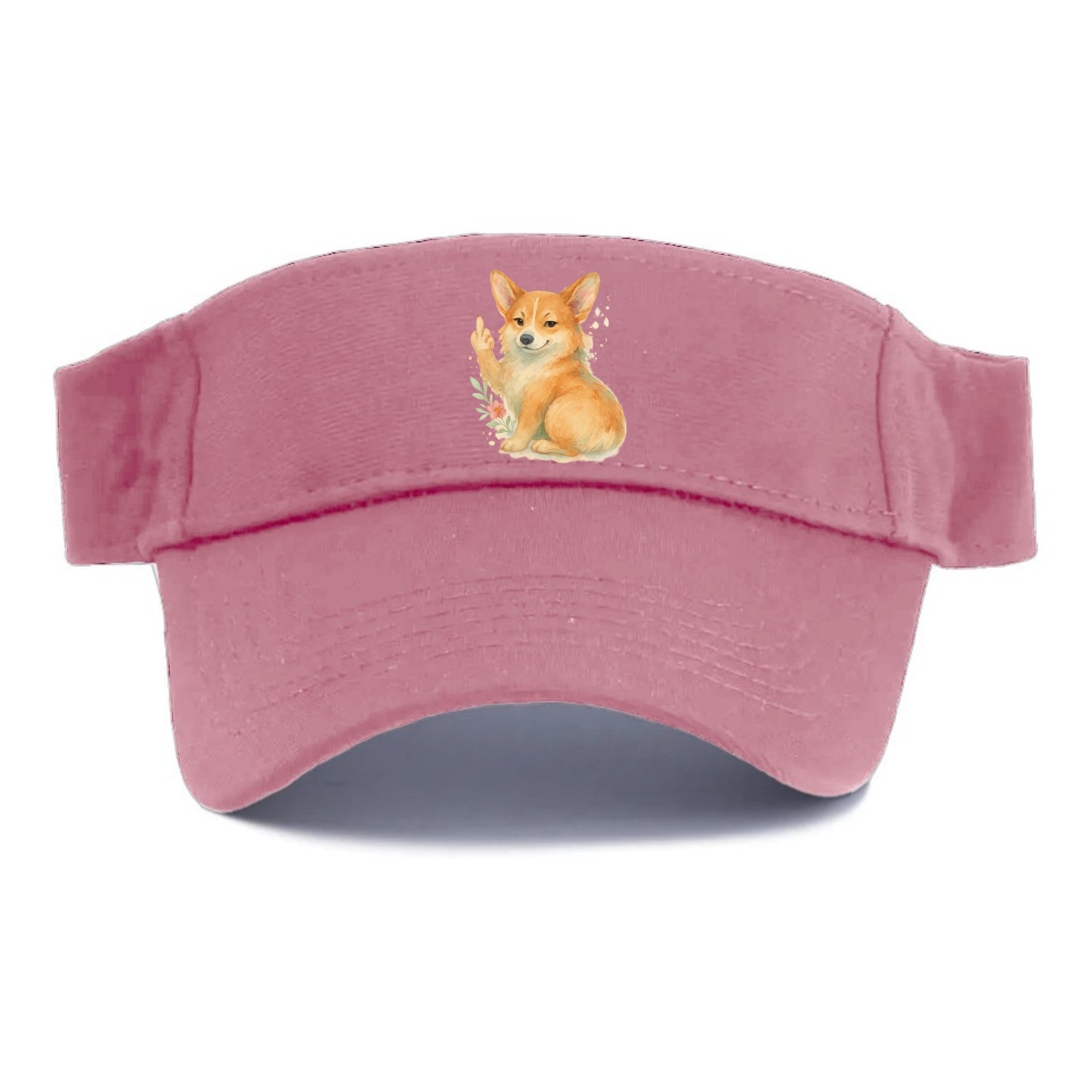 Corgi short legs and fluffy butt, one stubby paw up with sass - Visor - Pink