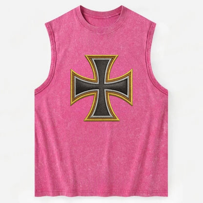Teutonic Cross  - Vintage Washed Tank - Pink