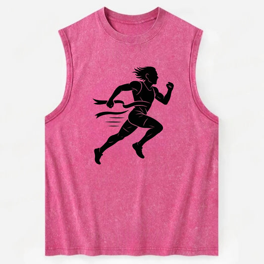 Runner sprinting finish line - Vintage Washed Tank - Pink