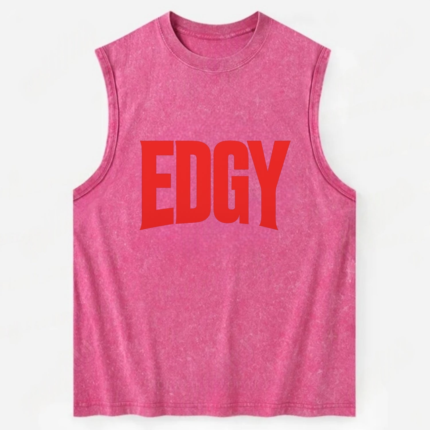 Bold typography design - "EDGY" - pushing boundaries, unconventional - Vintage Washed Tank - Pink