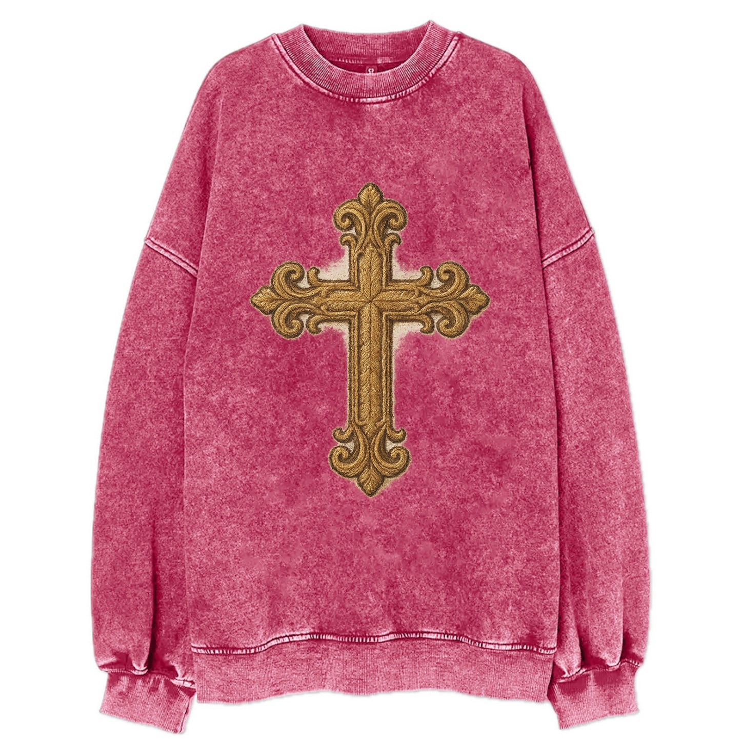 Baroque Cross  - Vintage Sweatshirt - Pink