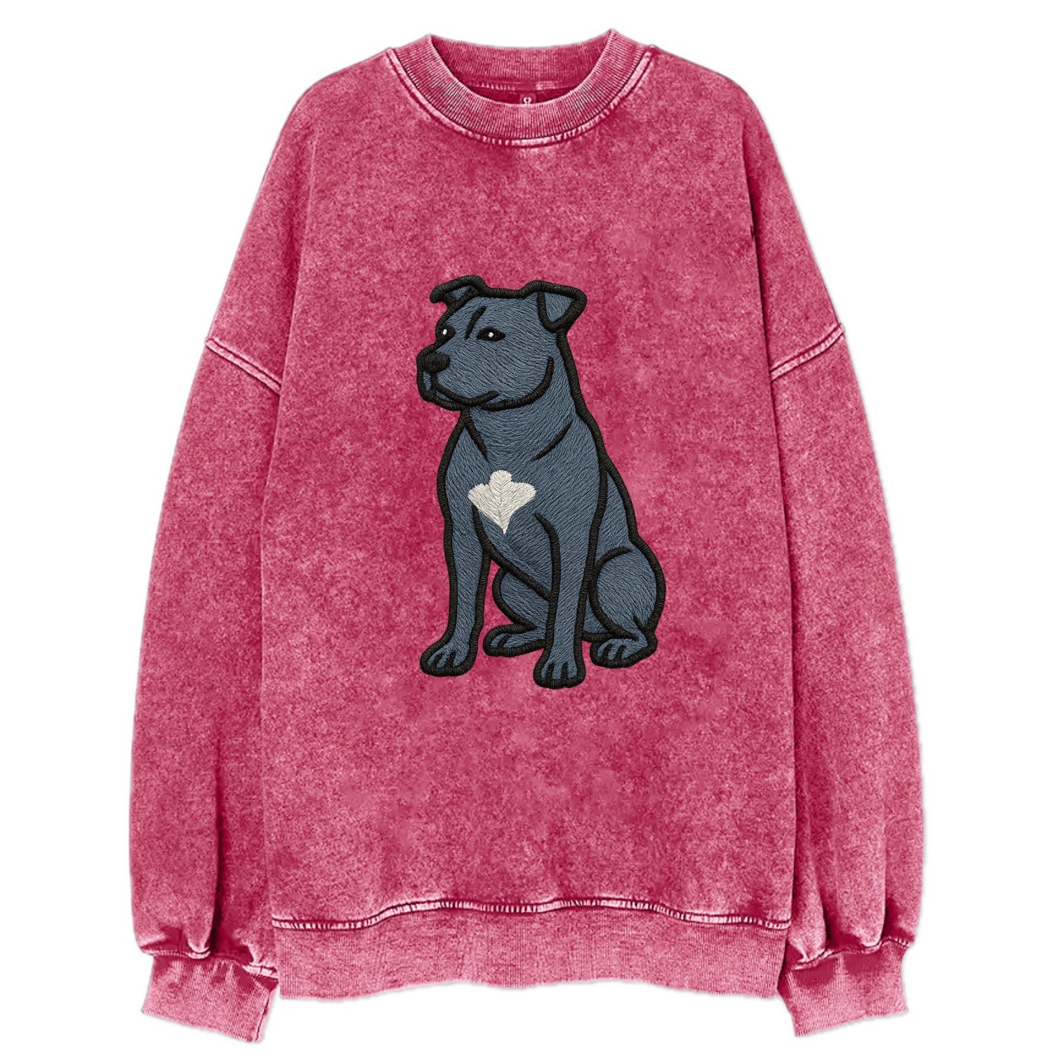 American Staffordshire Terrier - Blue embroidered design - Vintage Sweatshirt - Pink