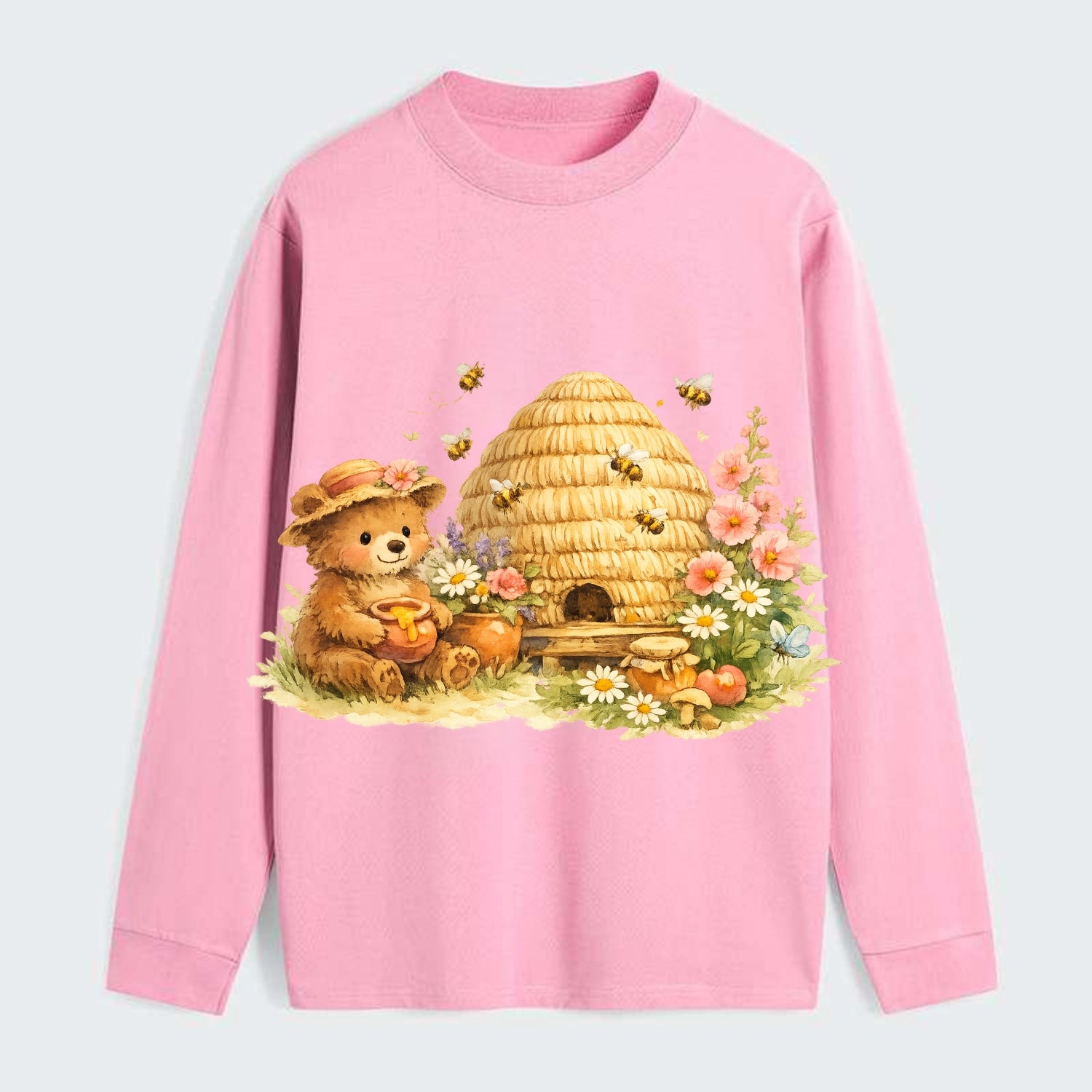 SKEP HIVE | Traditional straw beehive | Cottage garden setting | - Classic Long Sleeve Shirt - Pink