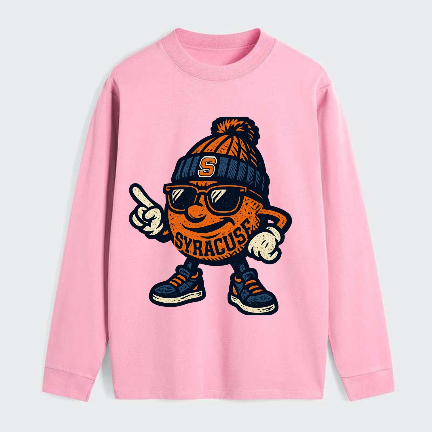Syracuse Orange wearing Syracuse beanie with S patch - Classic Long Sleeve Shirt - Pink