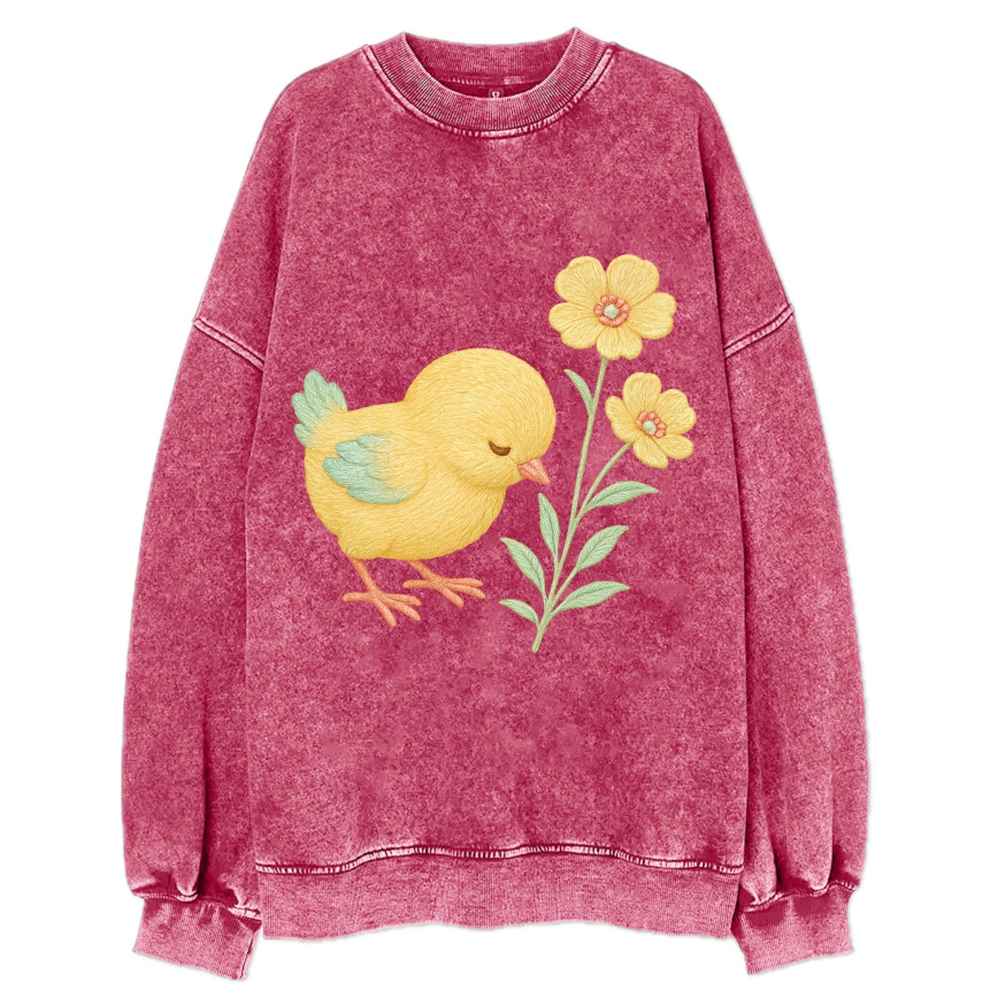 Yellow Chick - Vintage Sweatshirt - Pink