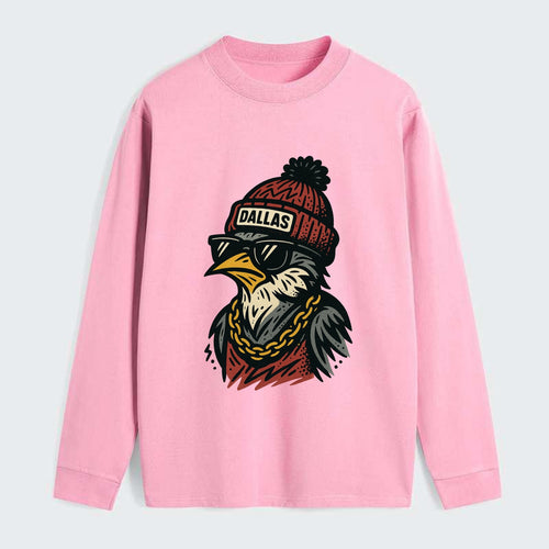 Dallas Mockingbird wearing Dallas beanie with pom pom and wayfarer - Classic Long Sleeve Shirt