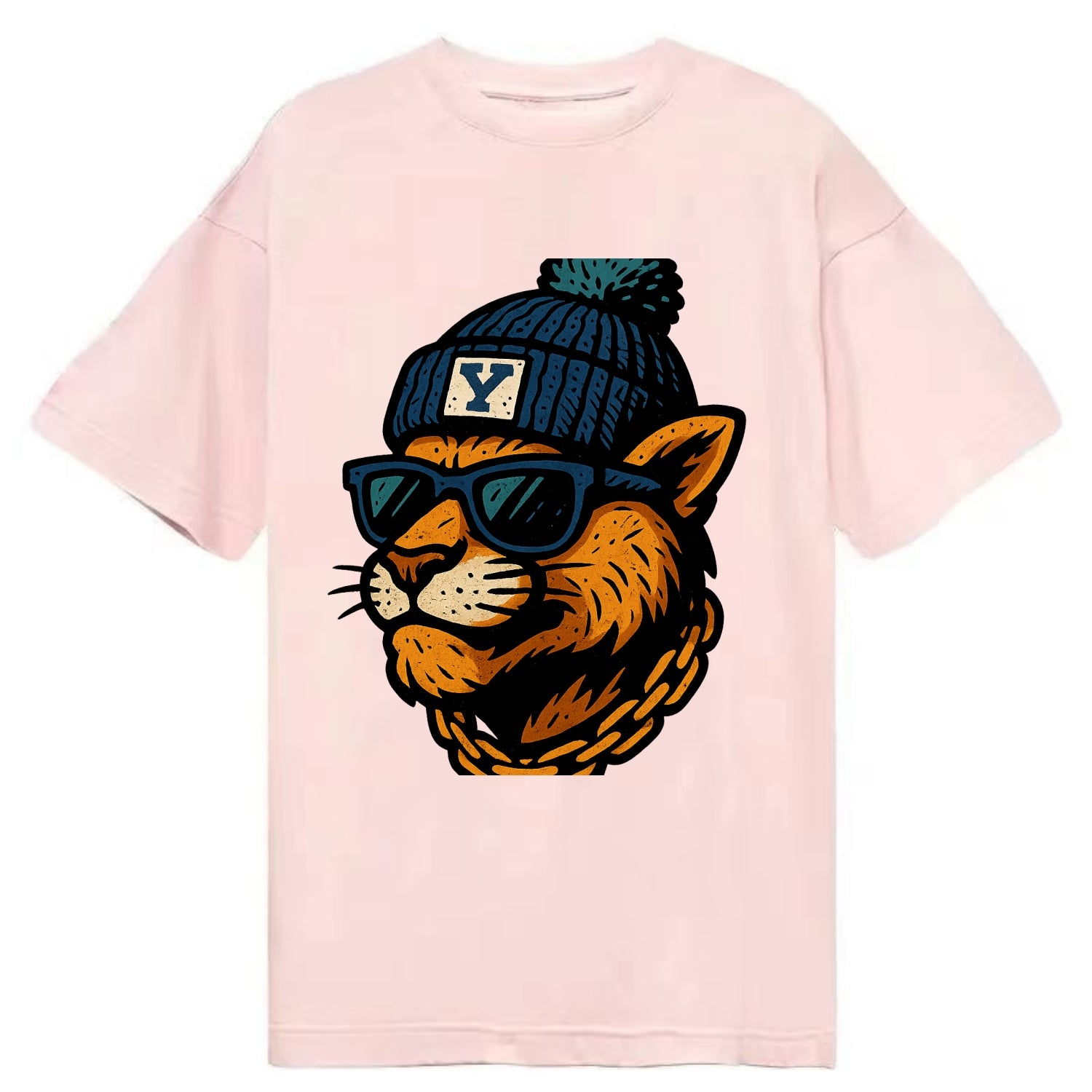 Provo Cougar wearing BYU beanie with Y patch - Classic T-shirt - Pink