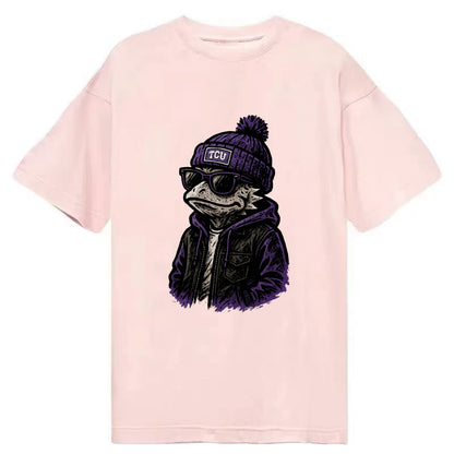 Fort Worth Frog wearing TCU beanie with horned patch - Classic T-shirt - Pink