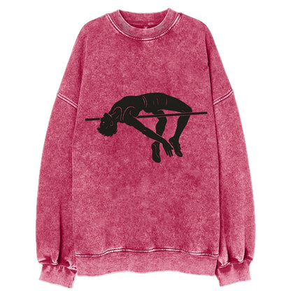 High jumper arching over bar - Vintage Sweatshirt - Pink