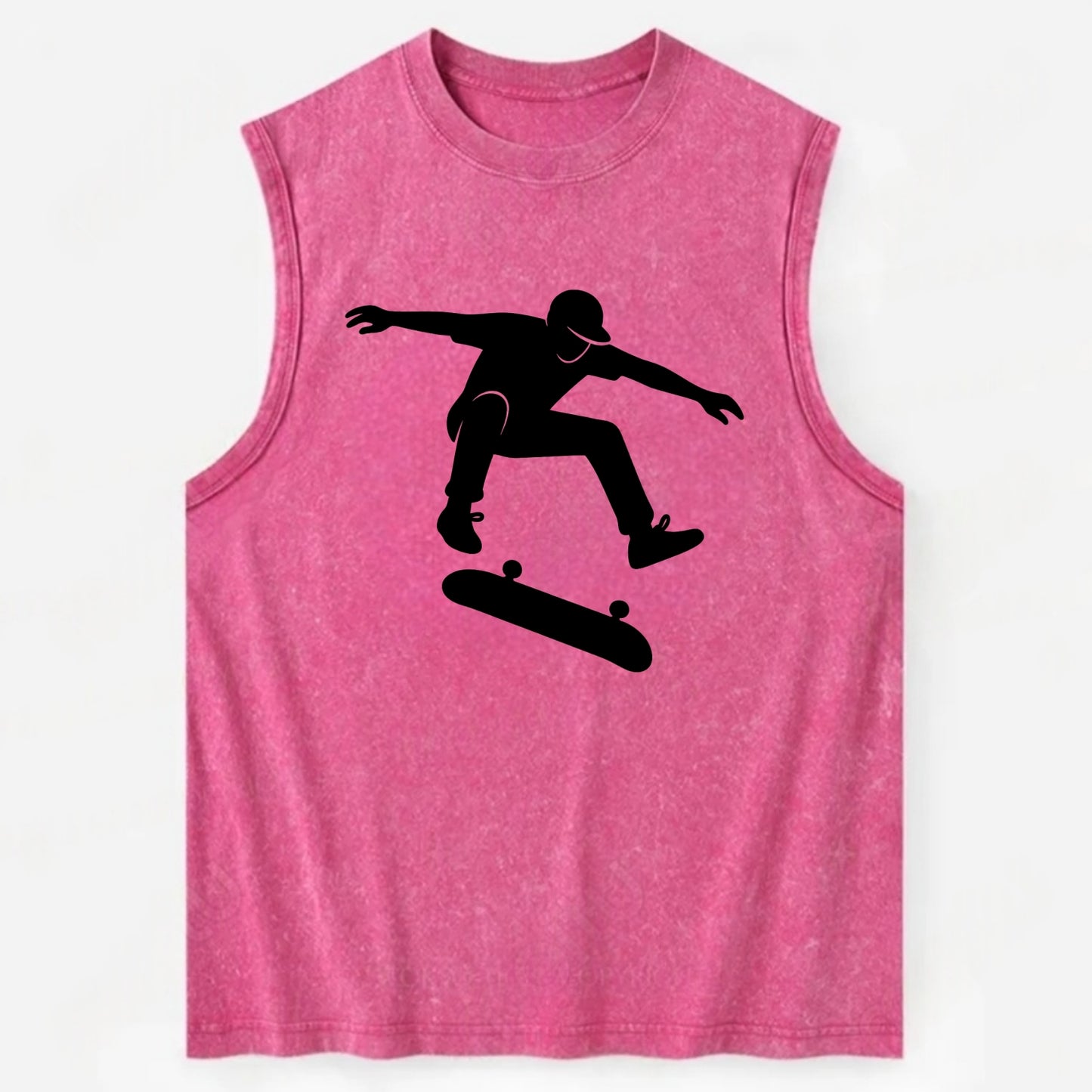 Skateboarder doing kickflip trick - Vintage Washed Tank - Pink