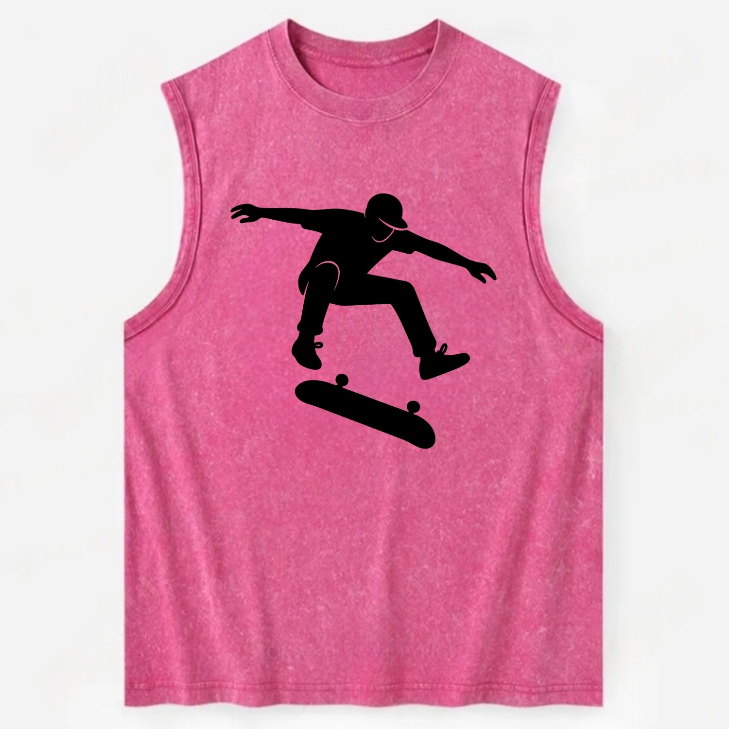 Skateboarder doing kickflip trick - Vintage Washed Tank - Pink
