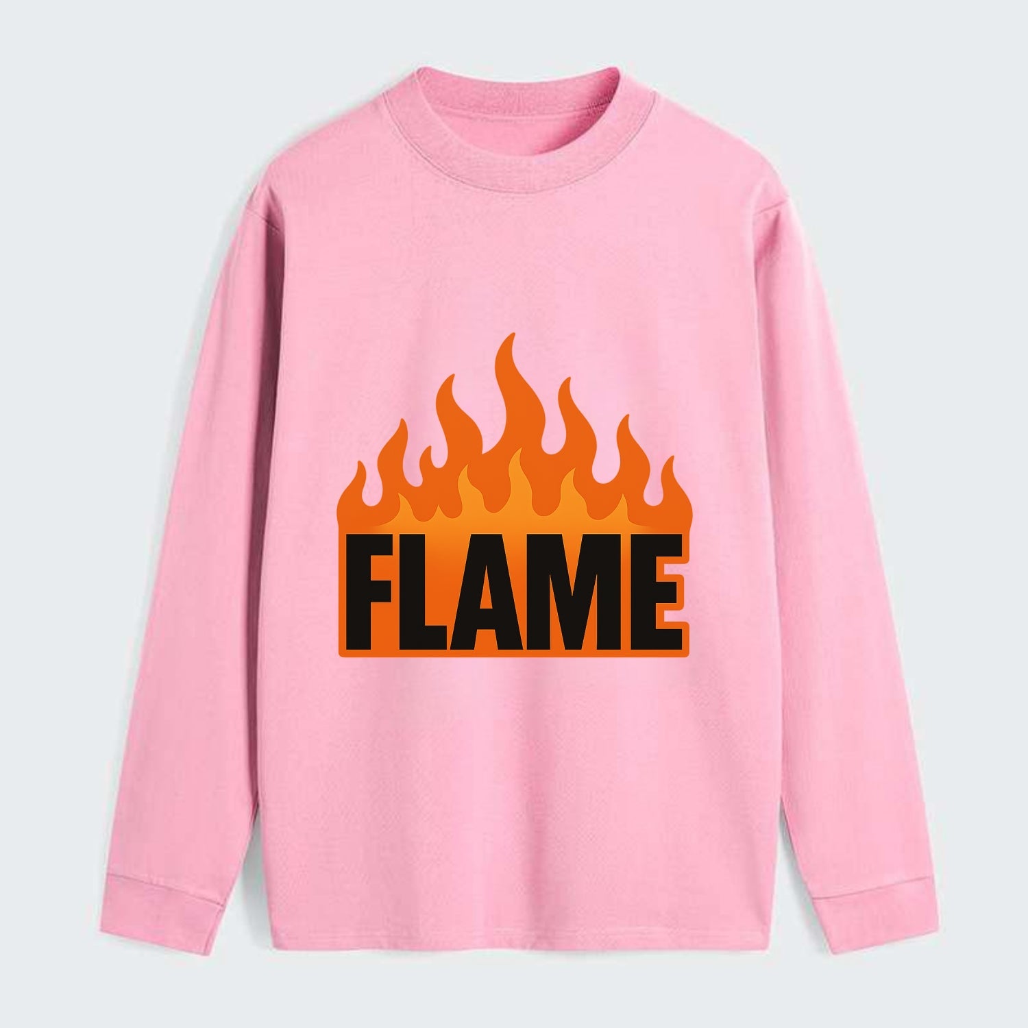 Bold typography design - "FLAME" - burning bright, passionate - Classic Long Sleeve Shirt - Pink