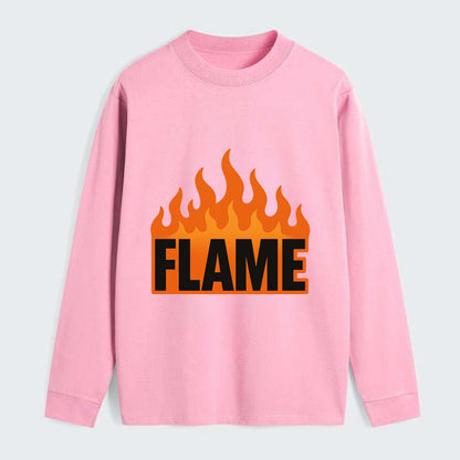 Bold typography design - "FLAME" - burning bright, passionate - Classic Long Sleeve Shirt - Pink