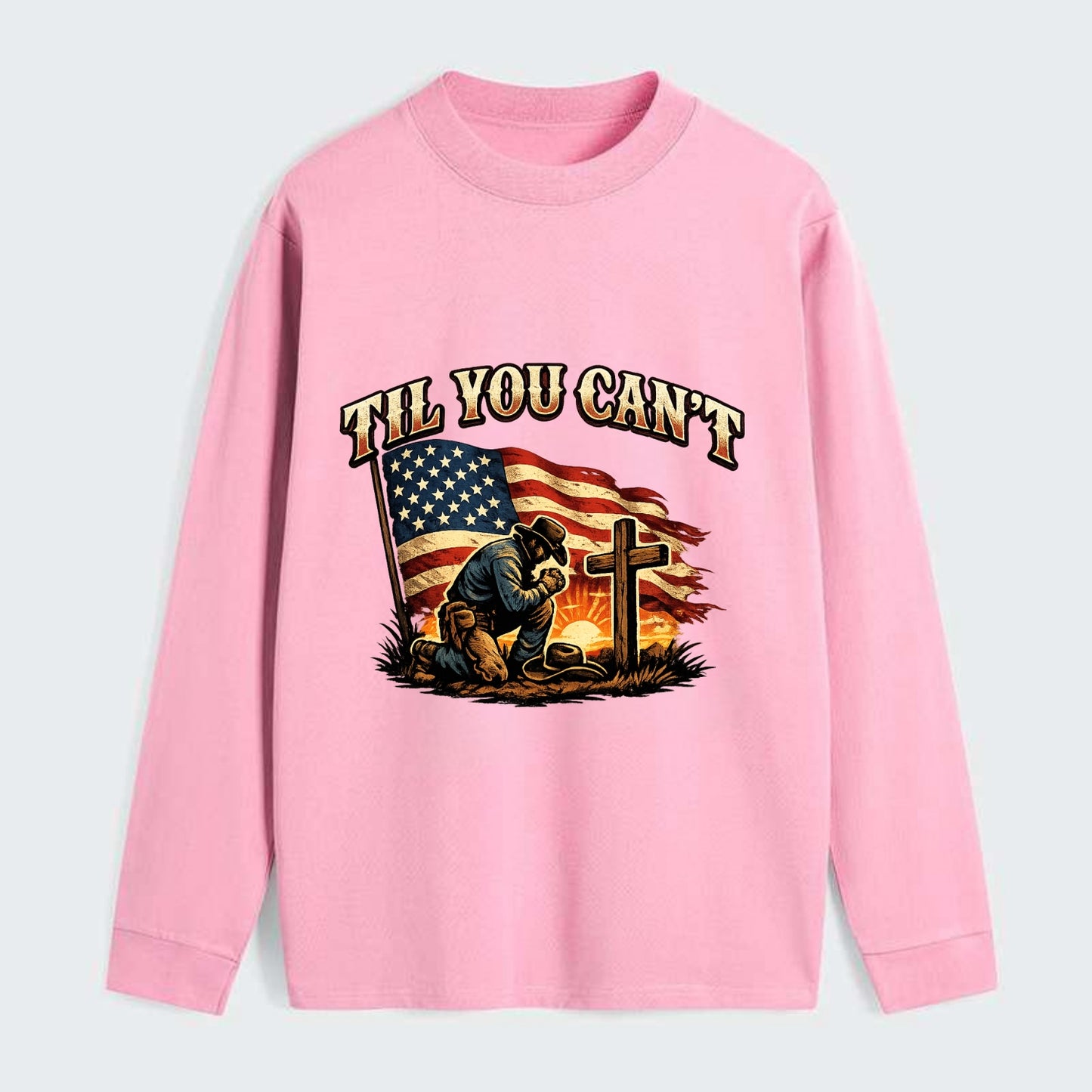 Til You Cant - Praying Cowboy - Classic Long Sleeve Shirt - Pink