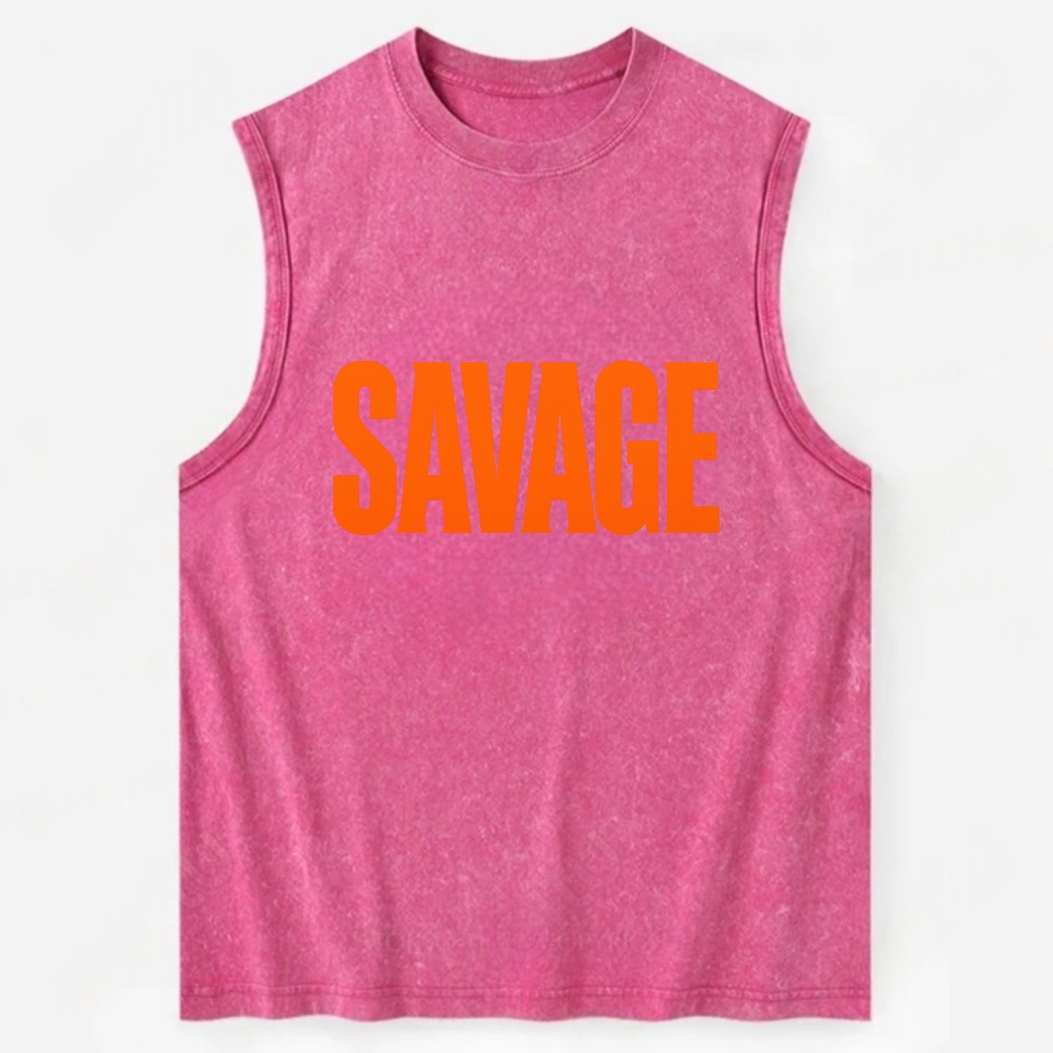 Bold typography design - "SAVAGE" - fierce attitude, taking no prisoners - Vintage Washed Tank - Pink