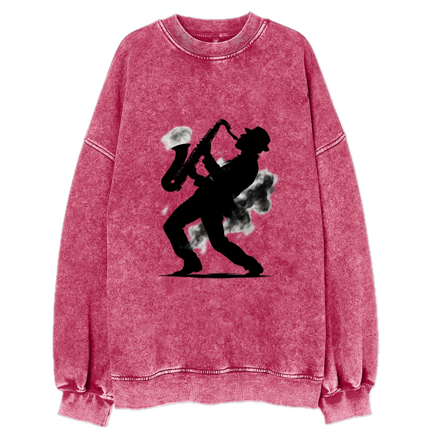 Saxophonist playing jazz in smoky room - Vintage Sweatshirt - Pink