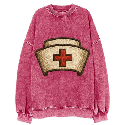 Nurse Cap  - Vintage Sweatshirt - Pink