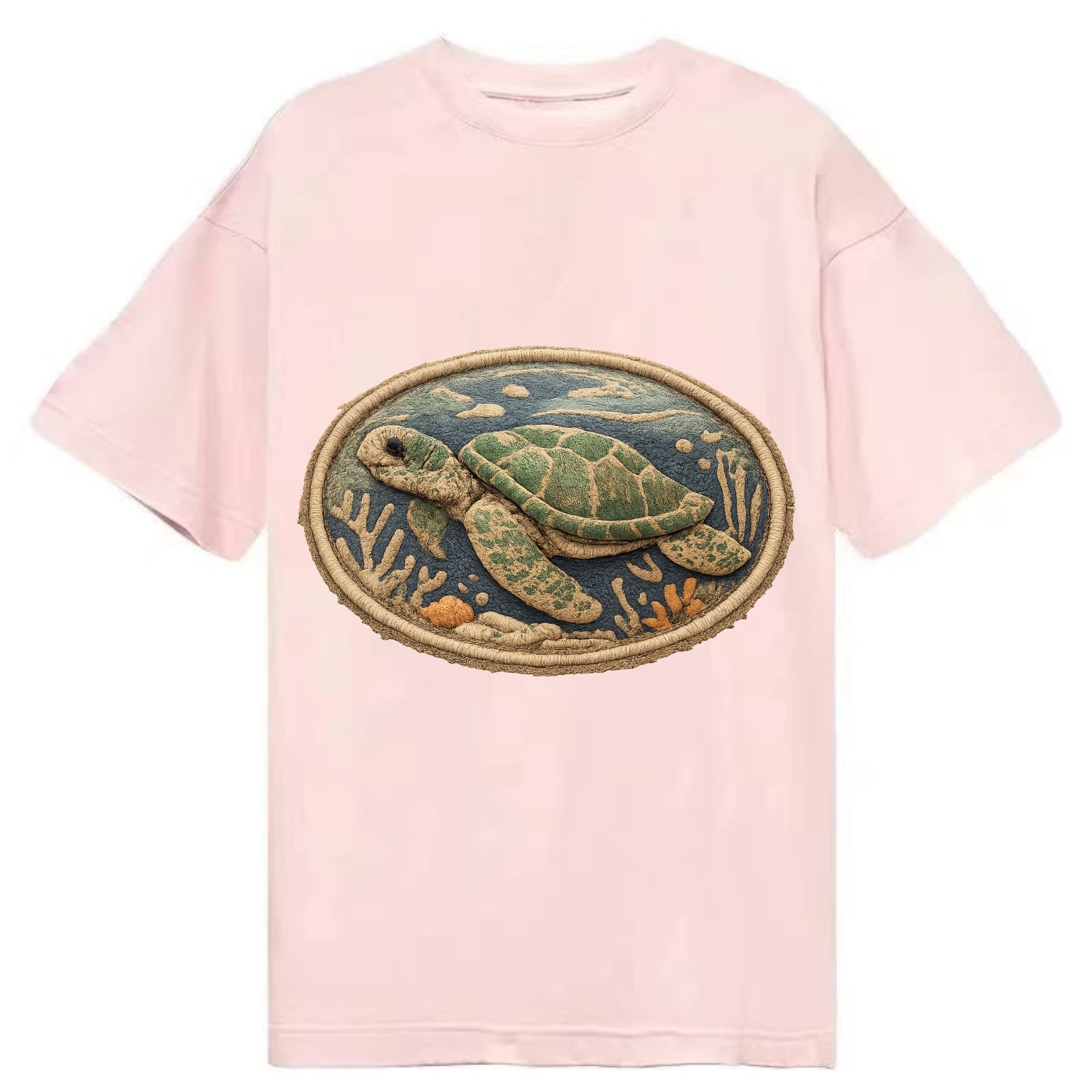 SEA TURTLE - swimming turtle in green and blue , ocean life - Classic T-shirt - Pink