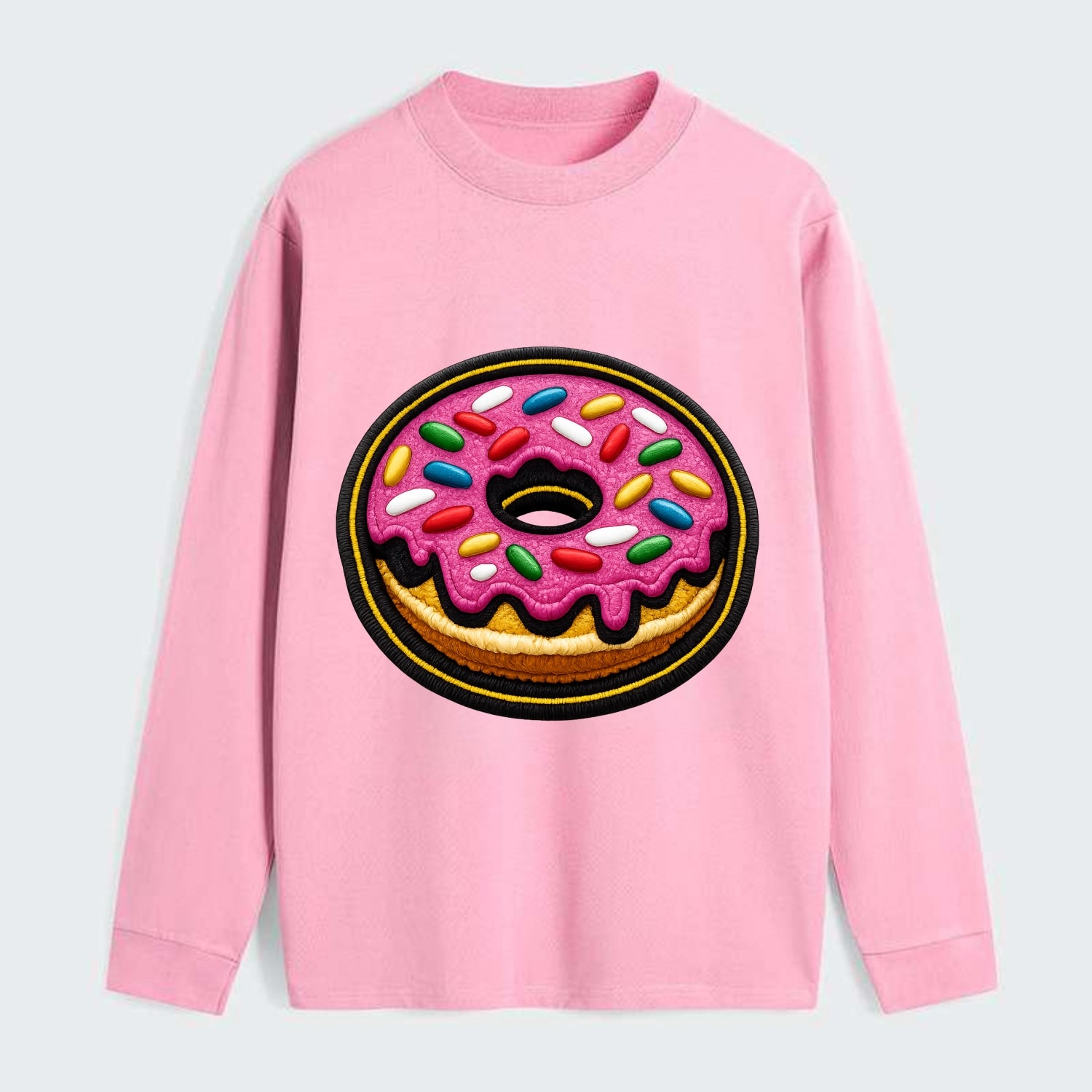 DONUT SPRINKLES - glazed donut with sprinkles in pink and rainbow , - Classic Long Sleeve Shirt - Pink