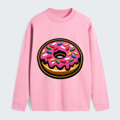 DONUT SPRINKLES - glazed donut with sprinkles in pink and rainbow , - Classic Long Sleeve Shirt - Pink