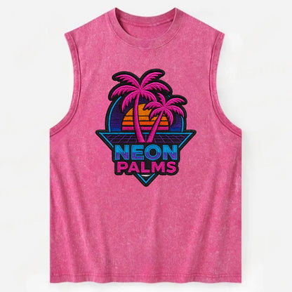 Neon Palms - Vintage Washed Tank - Pink
