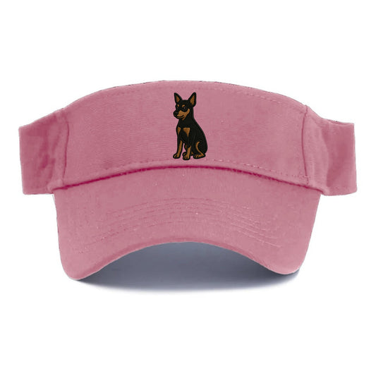 Miniature Pinscher - Black and tan sitti Visor - Pink
