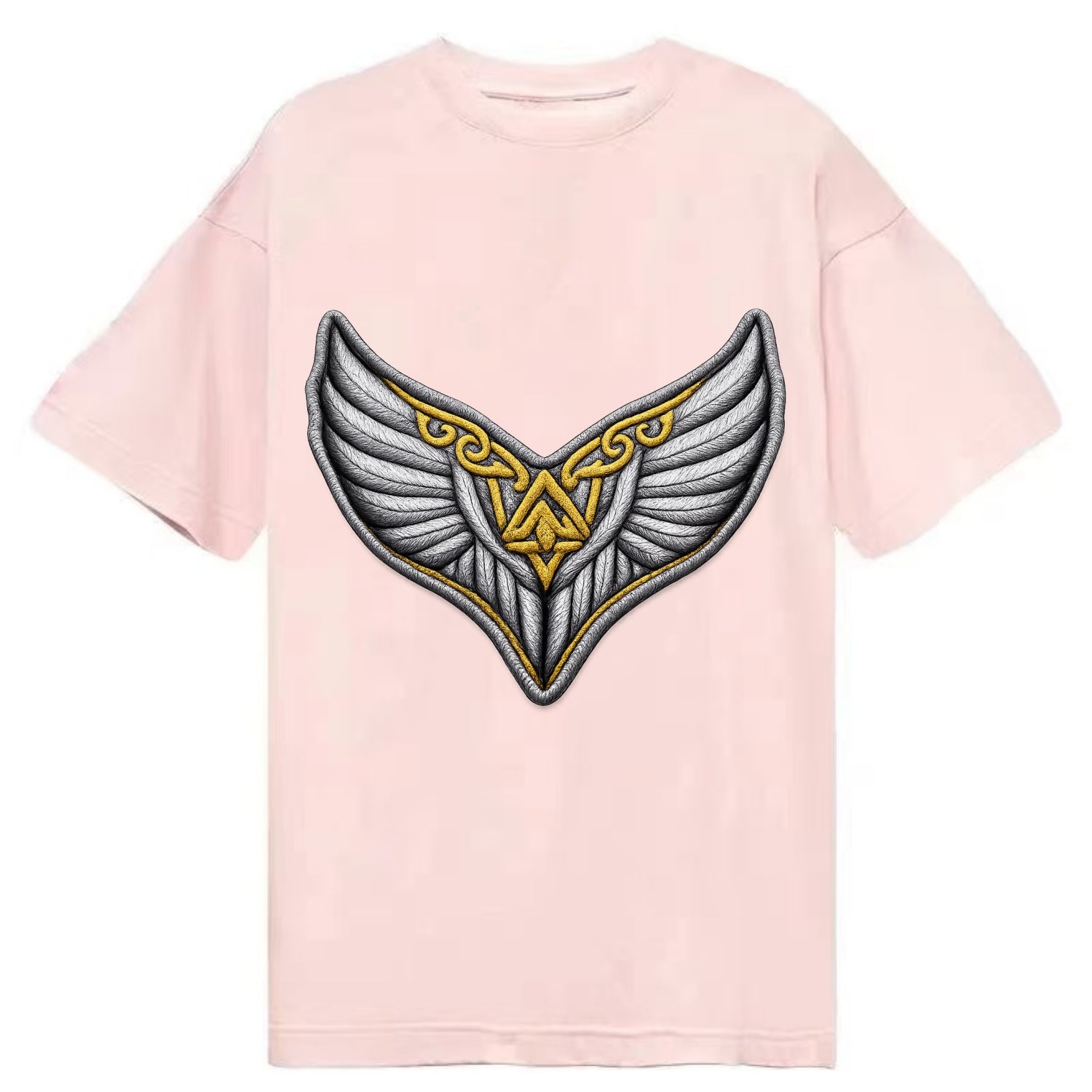 VALKYRIE WINGS - warrior maiden wings in silver and gold , Norse myth - Classic T-shirt - Pink