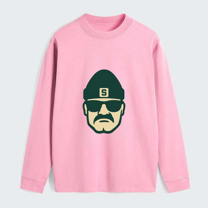 East Lansing Spartan wearing Michigan State beanie with S patch - Classic Long Sleeve Shirt - Pink