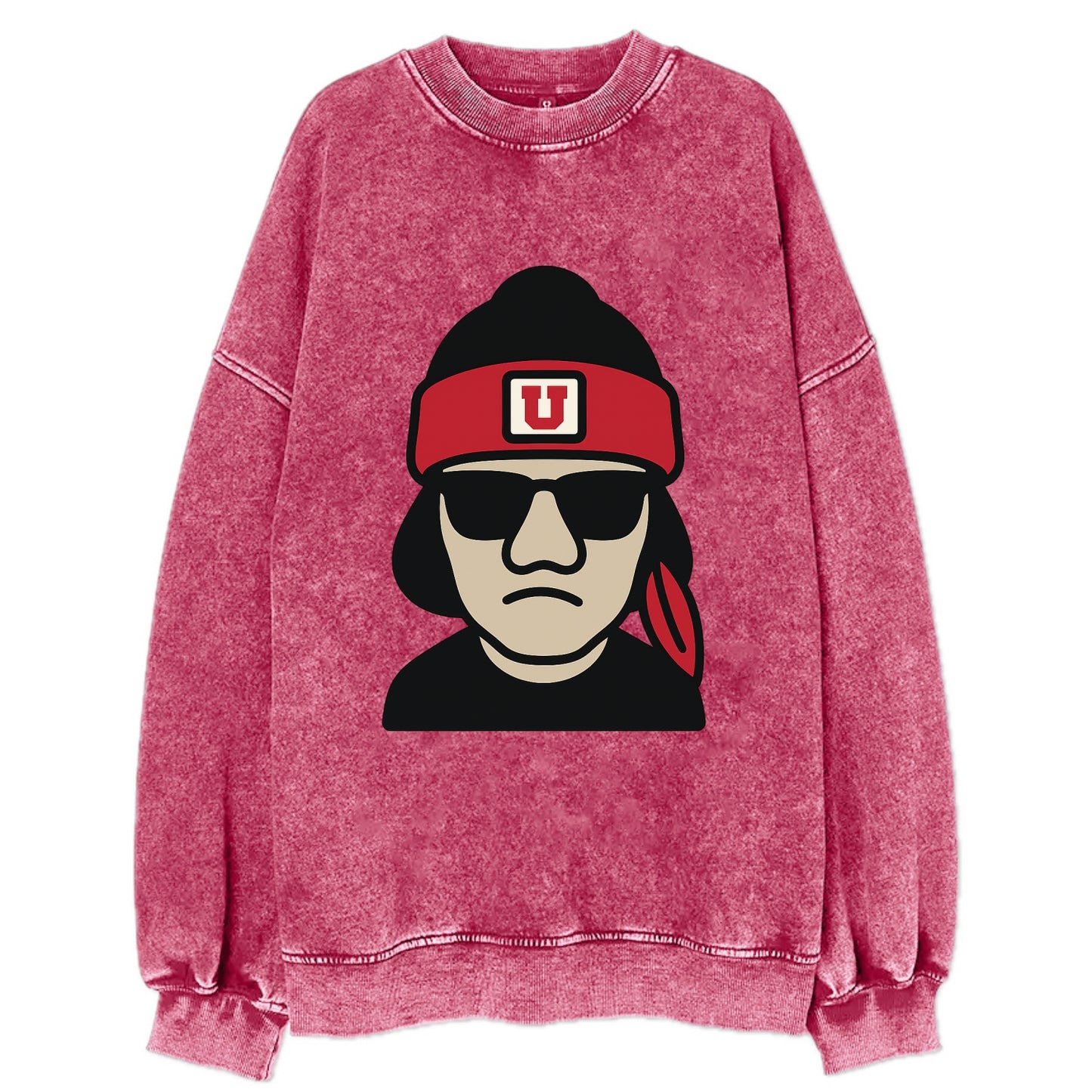 Salt Lake Ute wearing Utah beanie with U patch - Vintage Sweatshirt - Pink