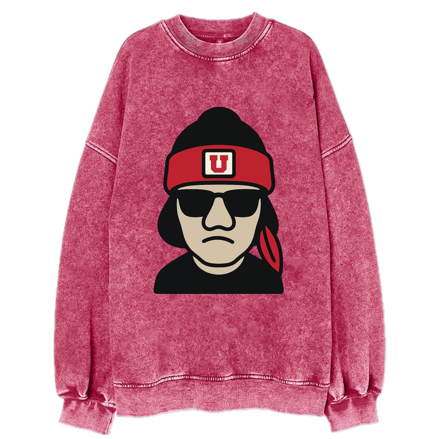 Salt Lake Ute wearing Utah beanie with U patch - Vintage Sweatshirt - Pink