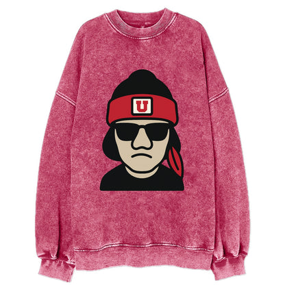 Salt Lake Ute wearing Utah beanie with U patch - Vintage Sweatshirt - Pink