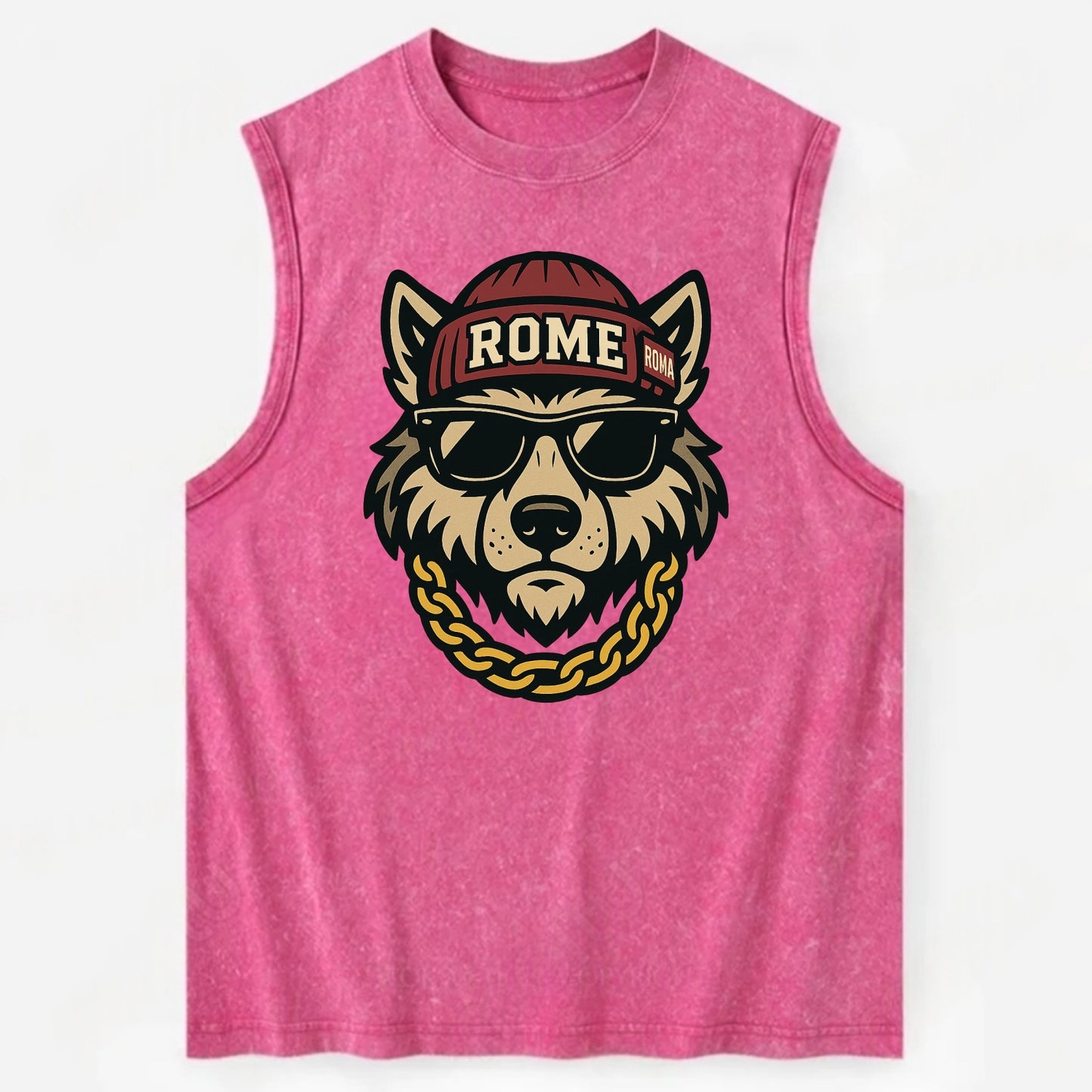 Rome Wolf - Vintage Washed Tank - Pink