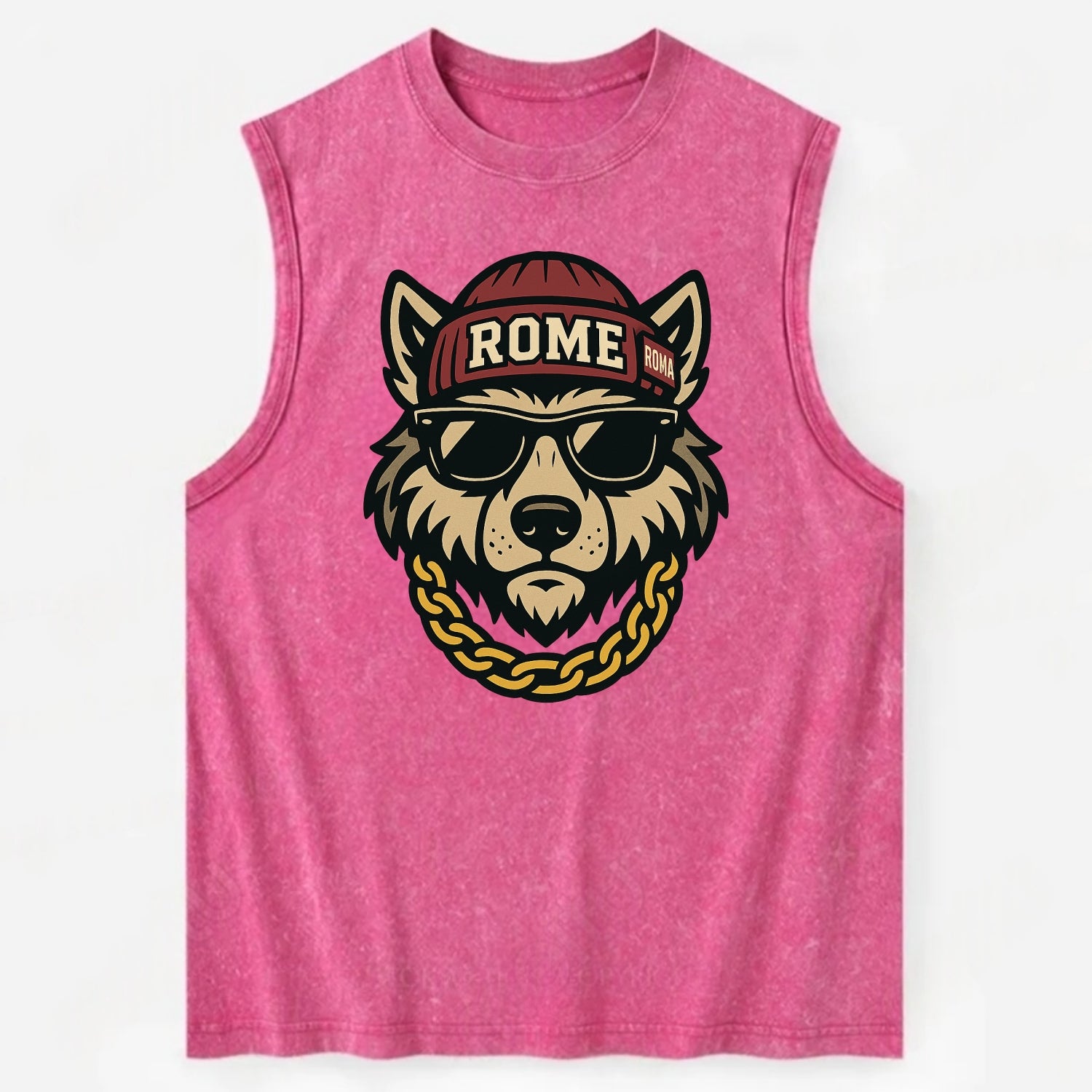 Rome Wolf - Vintage Washed Tank - Pink