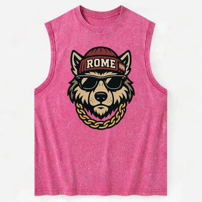 Rome Wolf - Vintage Washed Tank - Pink