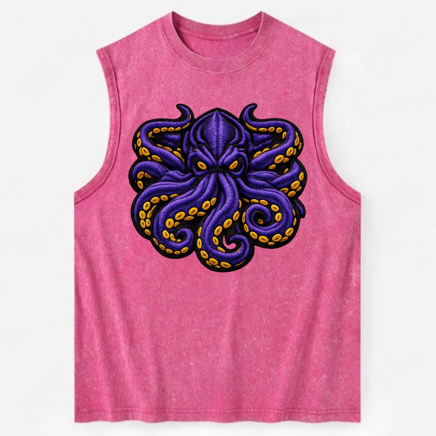 KRAKEN TENTACLES - sea monster in purple and black , deep sea - Vintage Washed Tank - Pink