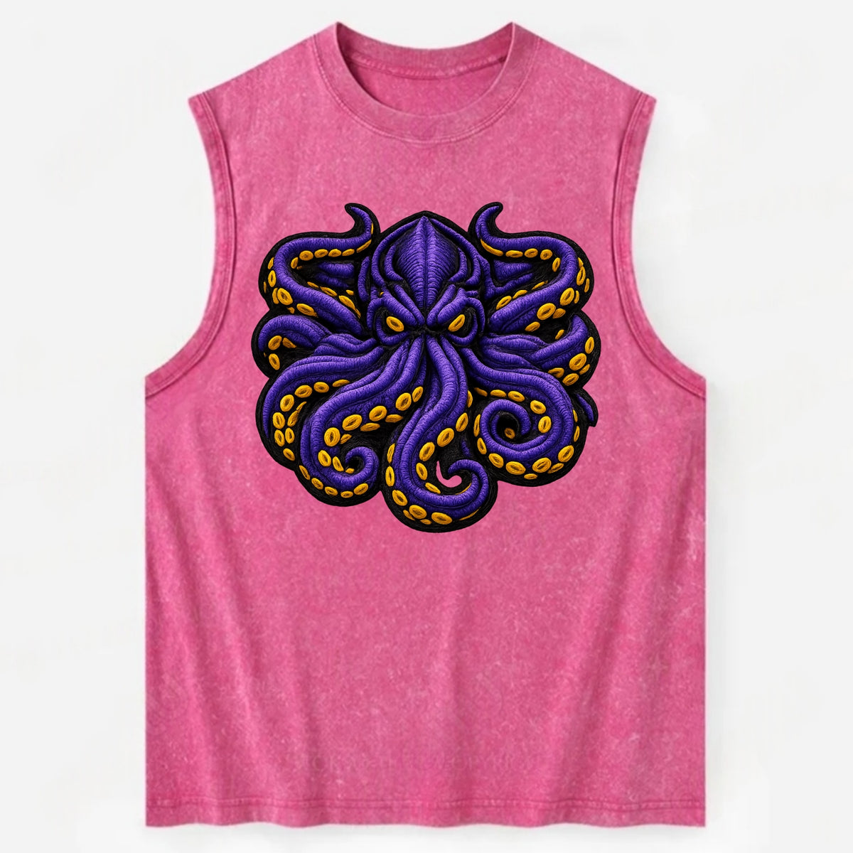KRAKEN TENTACLES - sea monster in purple and black , deep sea - Vintage Washed Tank - Pink