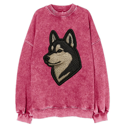 Siberian Husky - Contemporary wolf-like - Vintage Sweatshirt - Pink