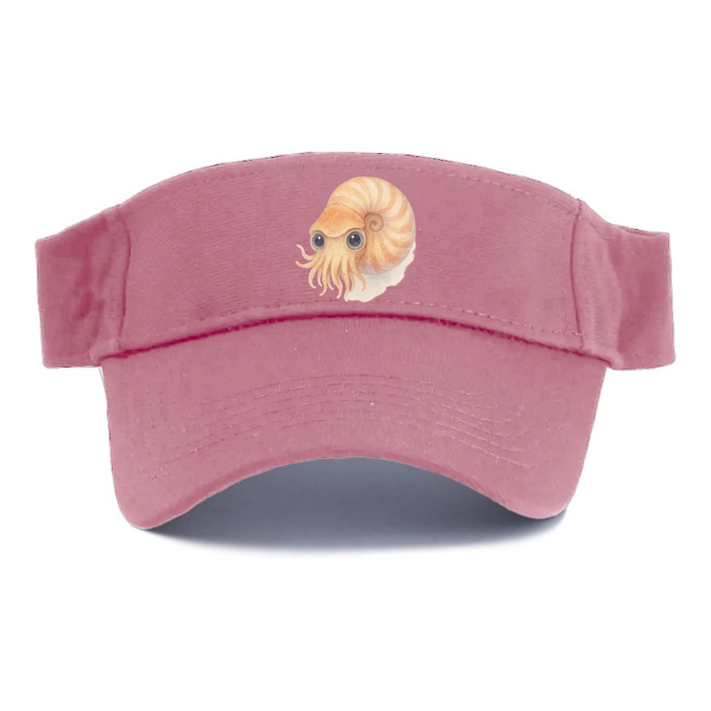 Baby Nautilus - spiral shell, tentacles peeking, ancient eyes, front-facing, living fossil - Visor - Pink