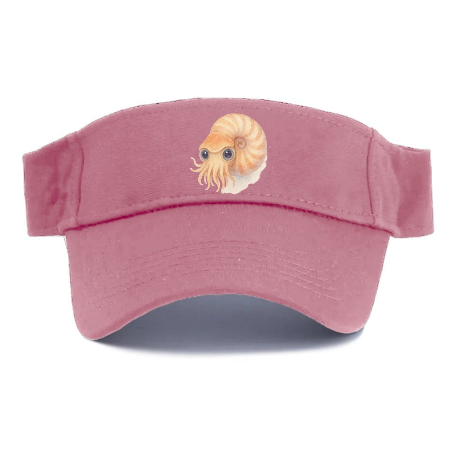 Baby Nautilus - spiral shell, tentacles peeking, ancient eyes, front-facing, living fossil - Visor - Pink
