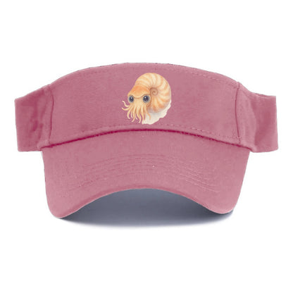 Baby Nautilus - spiral shell, tentacles peeking, ancient eyes, front-facing, living fossil - Visor - Pink
